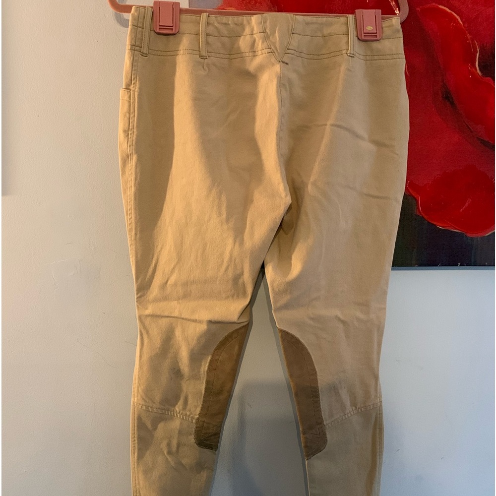 Ariat Tan Riding Breeches with Brown Knee Patches